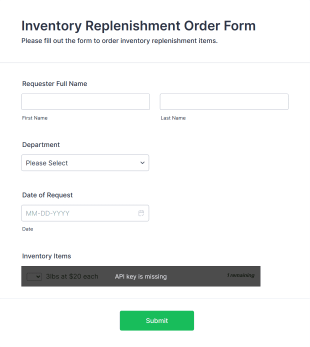Inventory Replenishment Order Form Template