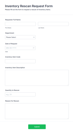 Inventory Rescan Request Form Template