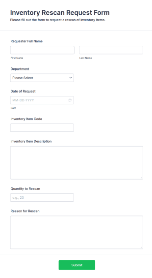Inventory Rescan Request Form Template