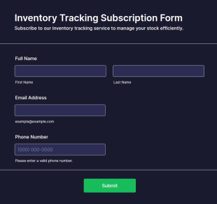 Inventory Tracking Subscription Form Template