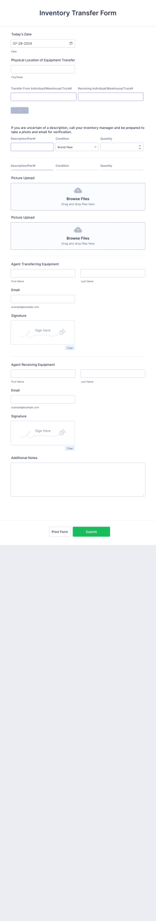 Inventory Transfer Form Template