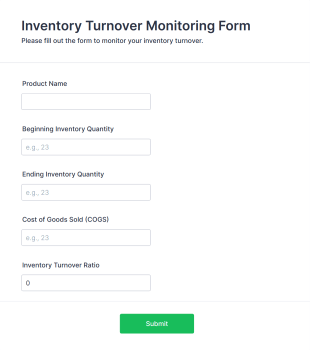 Inventory Turnover Monitoring Form Template