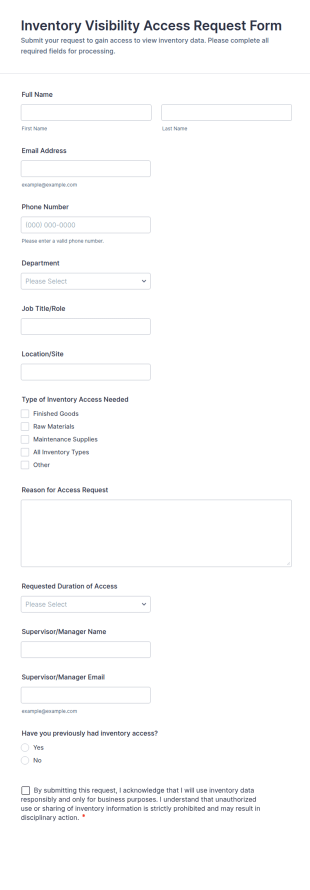 Inventory Visibility Access Request Form Template