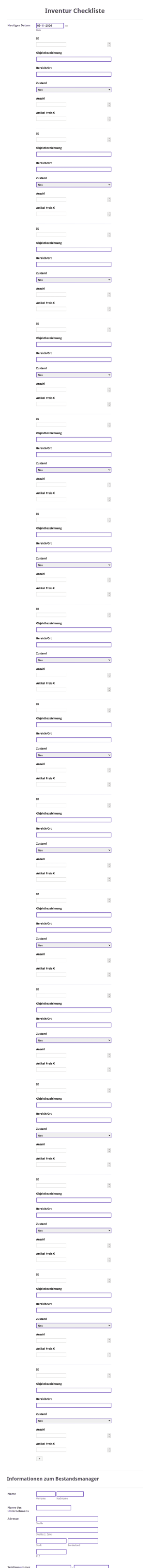 Inventur Checkliste