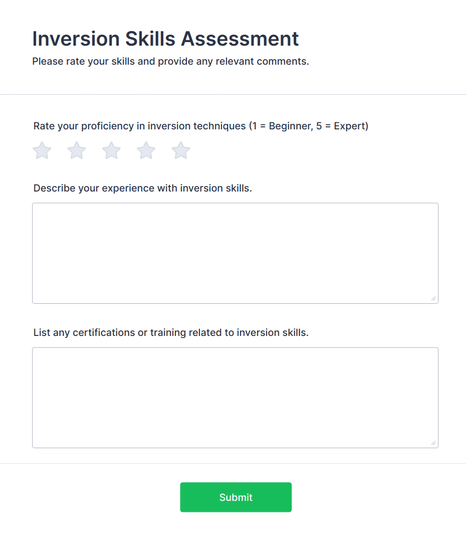 Inversion Skills Assessment Form Template | Jotform
