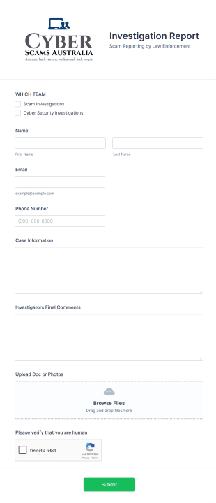 Cybersecurity Investigation Report Form Template