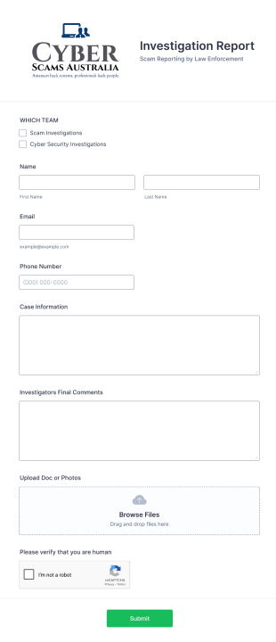 Cybersecurity Investigation Report Form Template