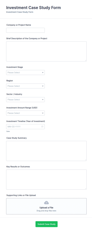 Investment Case Study Form Template