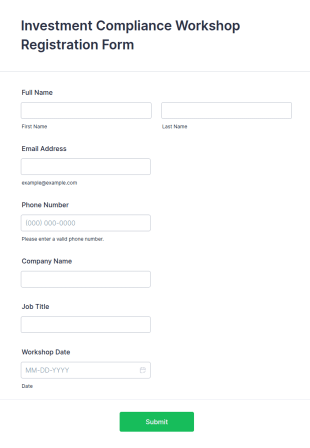 Investment Compliance Workshop Registration Form Template