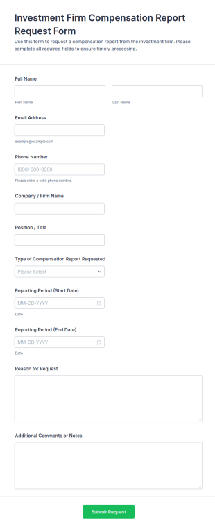 Investment Firm Compensation Report Request Form Template