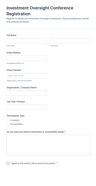 Investment Oversight Conference Registration Form Template