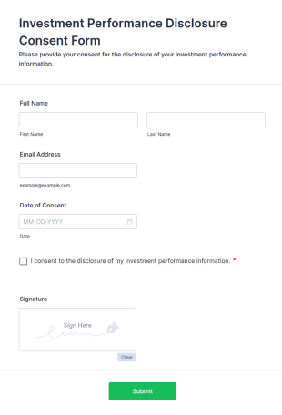 Investment Performance Disclosure Consent Form Template