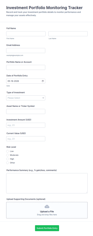 Investment Portfolio Monitoring Tracker Form Template