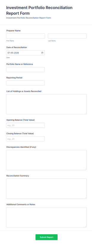 Investment Portfolio Reconciliation Report Form Template