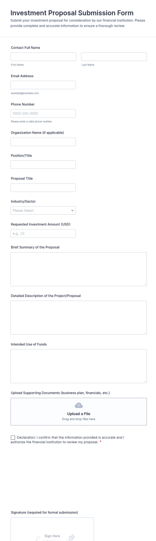 Investment Proposal Submission Form Template