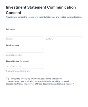 Investment Statement Communication Consent Form Template