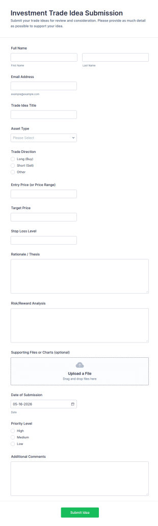 Investment Trade Idea Submission Form Template