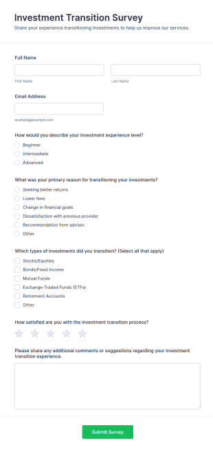 Investment Transition Survey Form Template