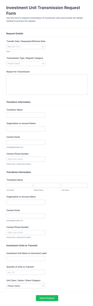 Investment Unit Transmission Request Form Template