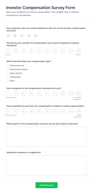 Investor Compensation Survey Form Template