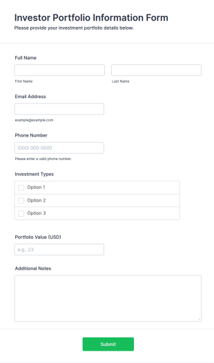 Investor Portfolio Information Form Template