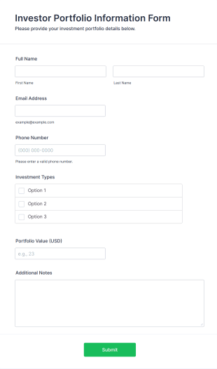 Investor Portfolio Information Form Template