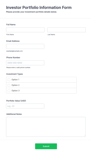 Investor Portfolio Information Form Template