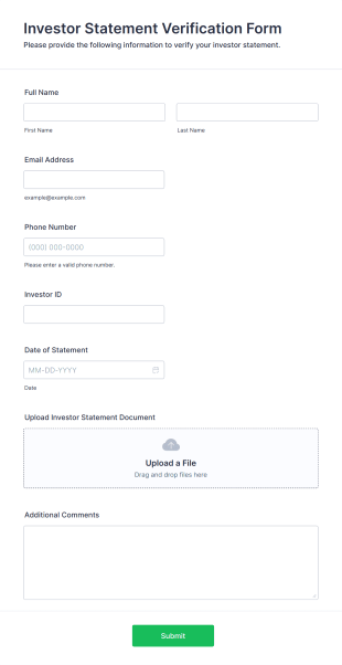 Investor Statement Verification Form Form Template