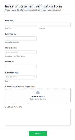 Investor Statement Verification Form Template