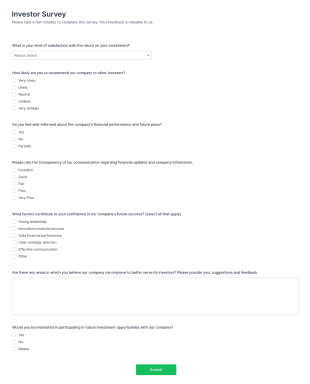Investor Survey Form Template
