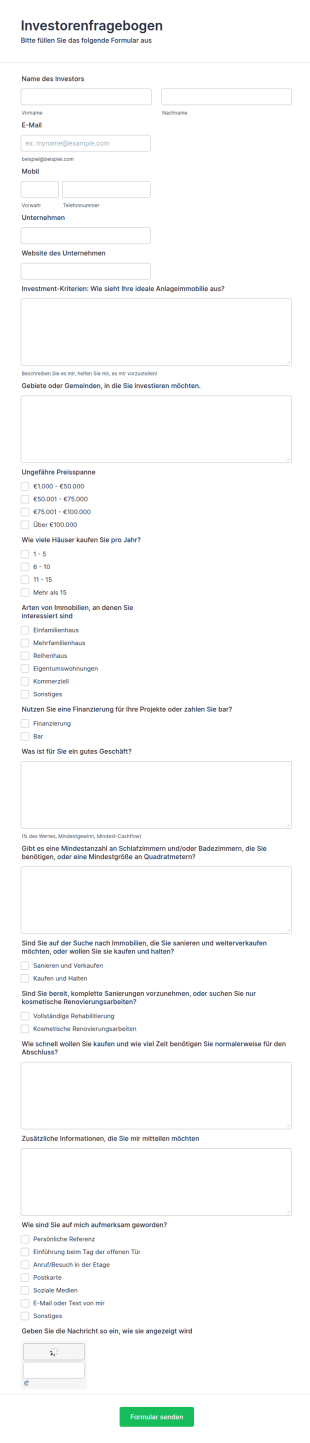 Investorenfragebogen