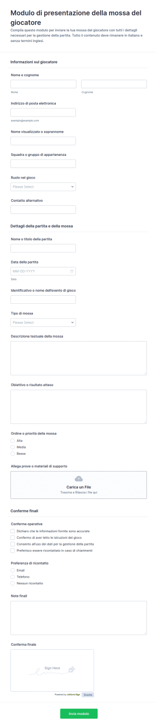 Invio Delle Mosse Del Giocatore Survey