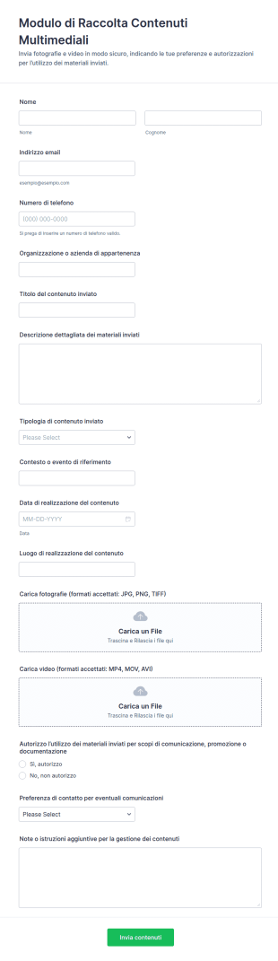 Invio Di Video E Foto Form