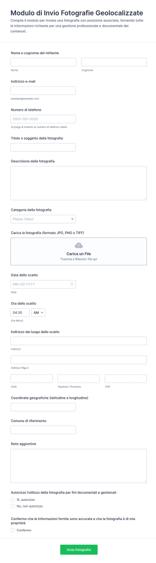 Invio Foto Geolocalizzate Form