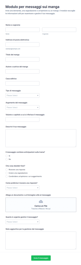 Invio Messaggi Manga Form