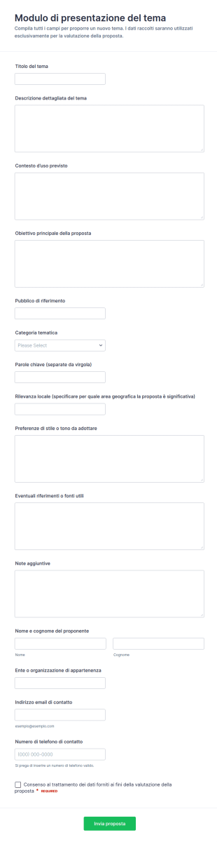 Invio Proposta Tema Form