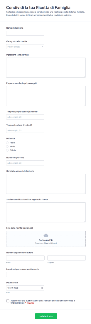 Invio Ricetta Di Famiglia