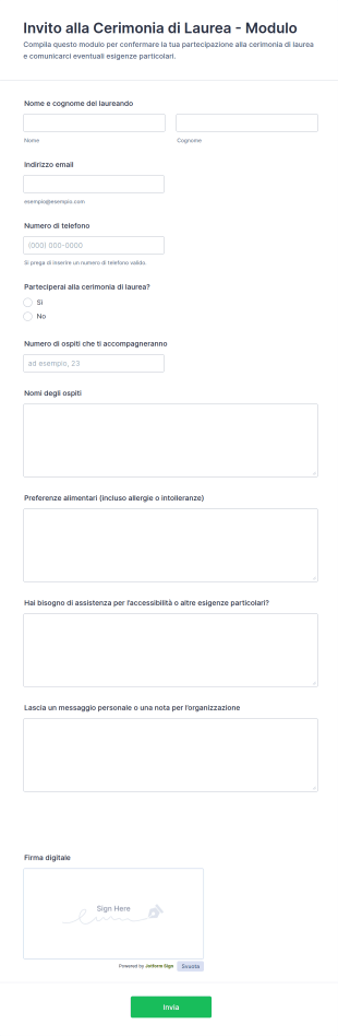 Invito Alla Cerimonia Di Laurea Modulo
