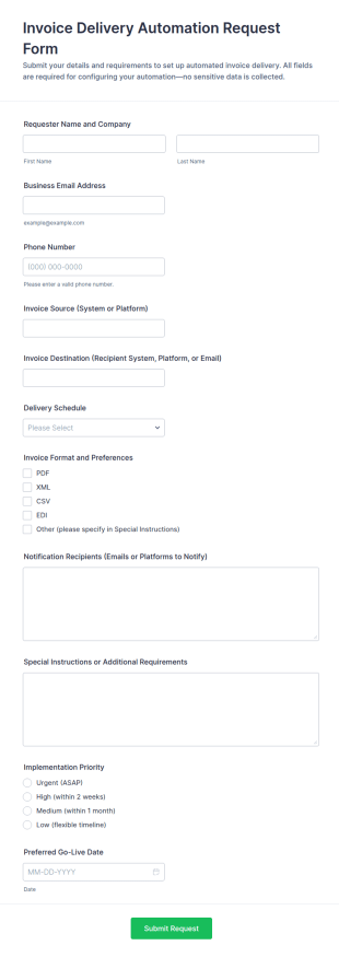 Invoice Delivery Automation Request Form Template