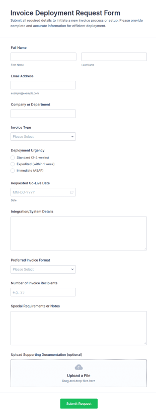 Invoice Deployment Request Form Template