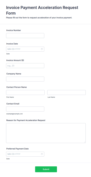 Invoice Payment Acceleration Request Form Template