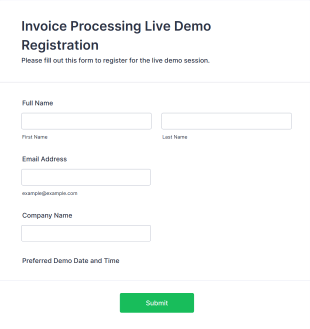 Invoice Processing Live Demo Registration Form Template