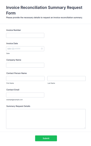 Invoice Reconciliation Summary Request Form Template