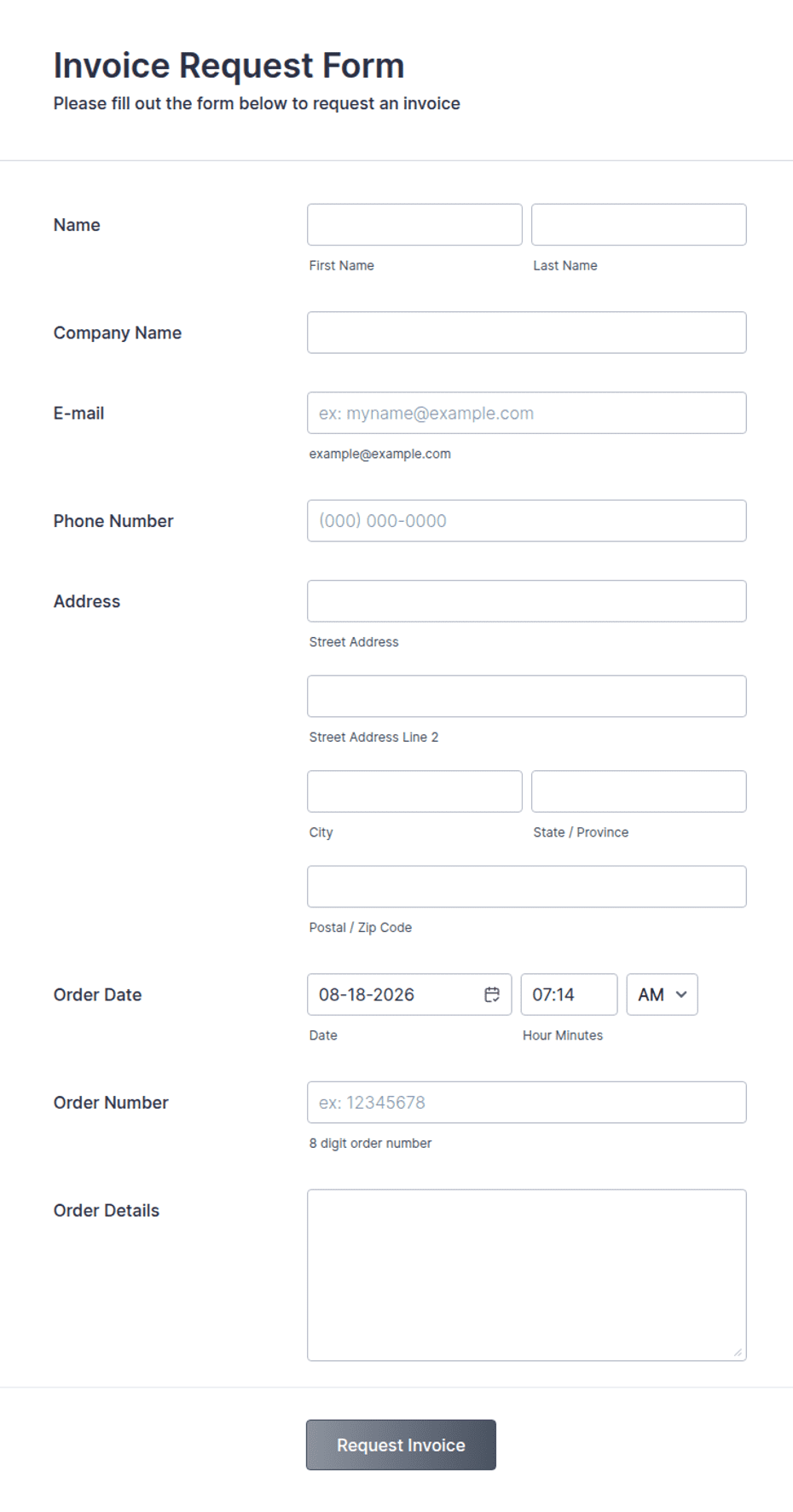 Invoice Request Example Invoice Request Form Template | Jotform