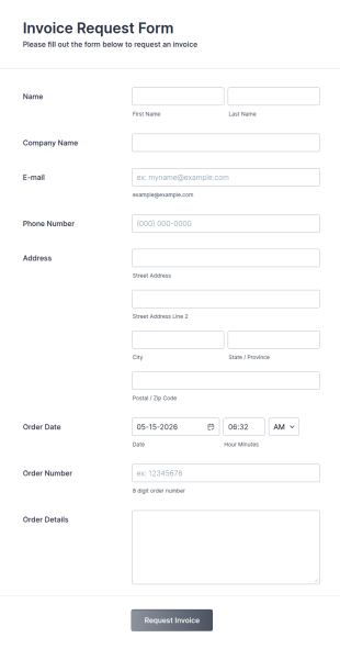 Invoice Request Form Template