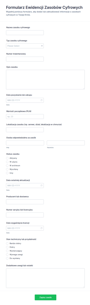 Inwentaryzacja Zasobów Cyfrowych Formularz