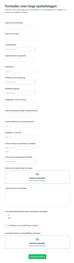 Inzendingformulier Voor Topscores