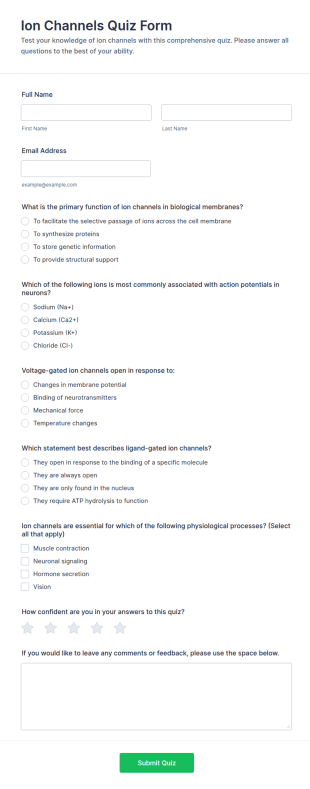 Ion Channels Quiz Form Template