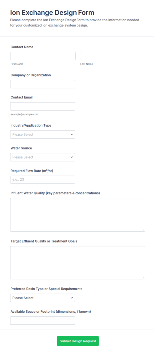 Ion Exchange Design Form Template
