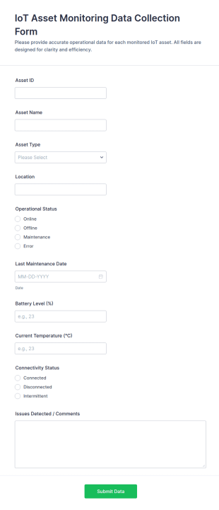 IoT Asset Monitoring Data Collection Form Template